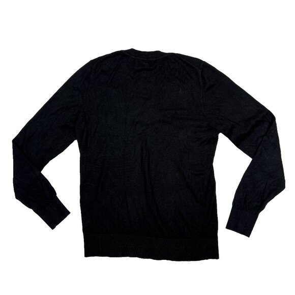 Quince Lightweight Organic Cotton Cashmere V-Neck Ribbed Sweater Black Sz S NWOT - Picture 3 of 5